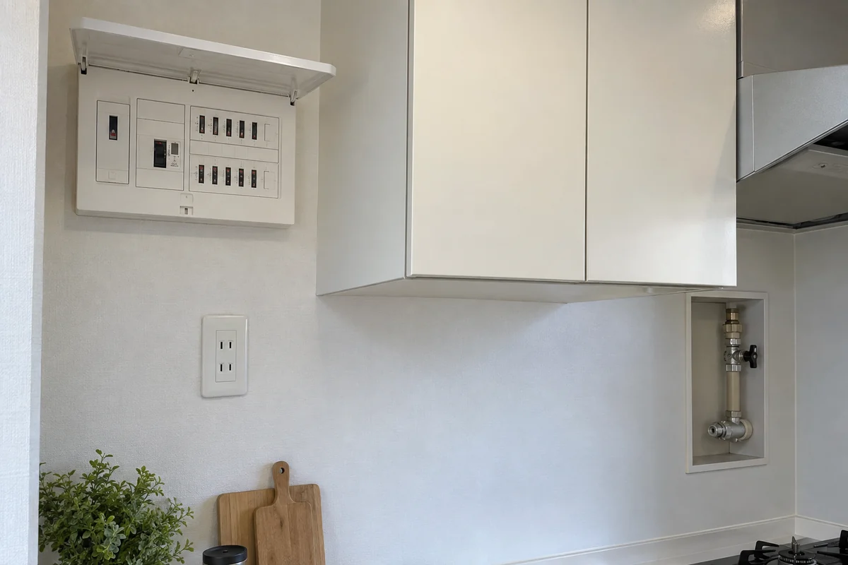 住戸で使う電気・ガスの設備を確認するための設備写真